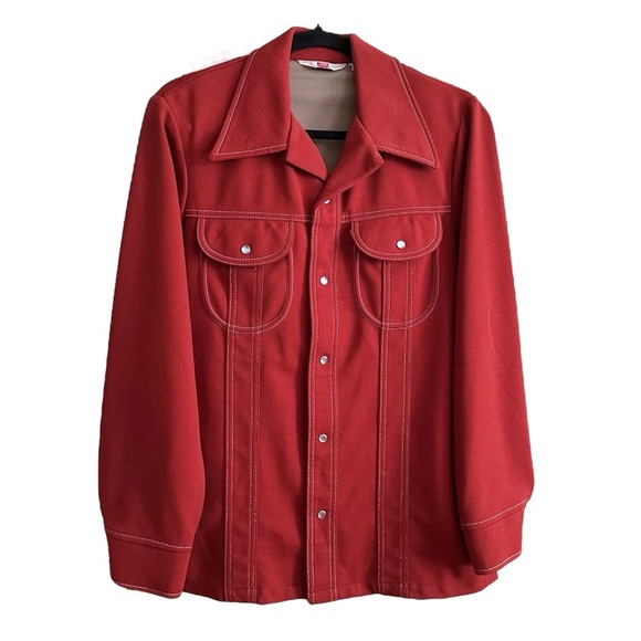 LEVI’S Panatela Tops Vintage 70s Rust Red Pearl Snap Western Jacket Size Medium - Picture 1 of 14